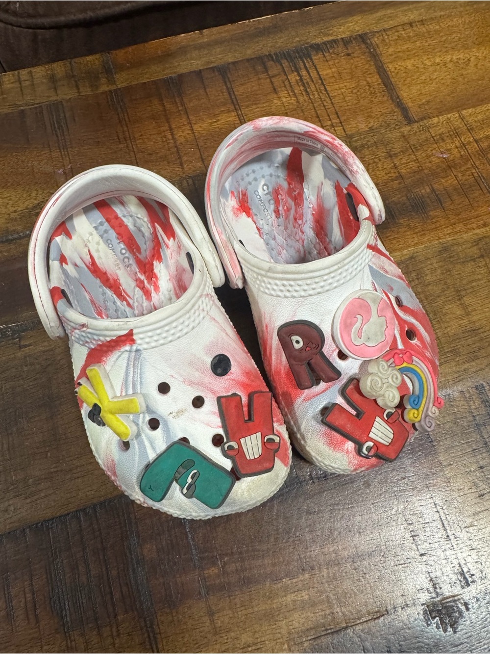 Crocs Toddler Classic Marbled White/Red/Gray